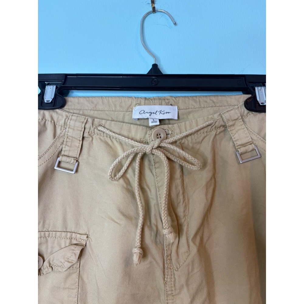 Angel Kiss Y2K Tan Khaki Cargo Pants Large Utility Gorpcore Grunge Ties Straps - Picture 3 of 12